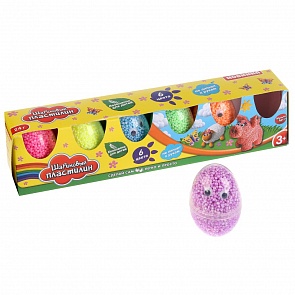 Набор шарикового крупнозернистого не застывающего пластилина, 6 цветов, глаза, яйца (MultiArt, 1045S-6PD (48))